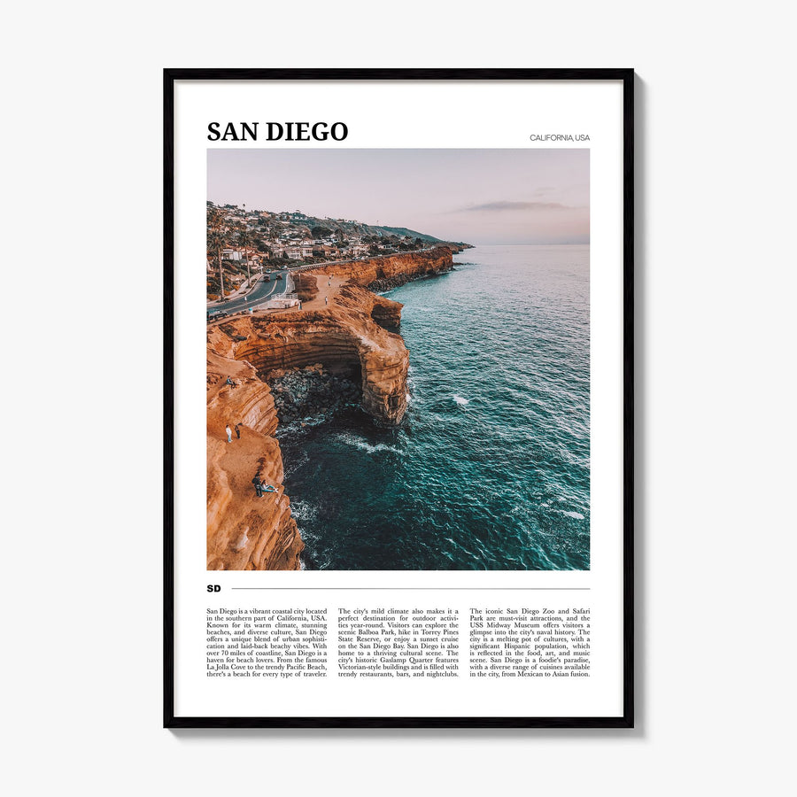 San Diego Travel No 1 Poster, framed poster mockup