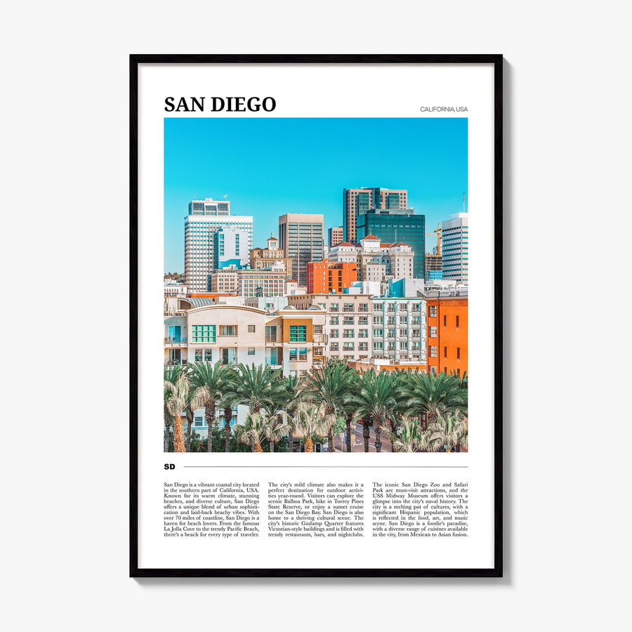 San Diego Travel No 2 Poster, framed poster mockup