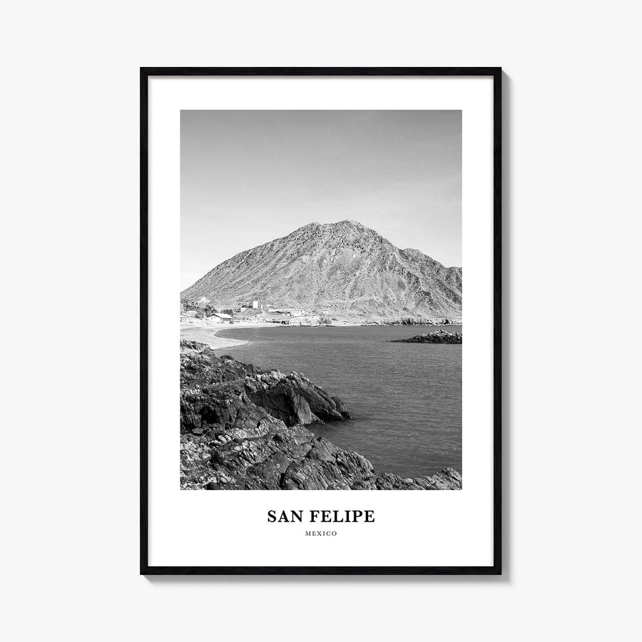 San Felipe black & white classic poster of Venezuela – vertical wall art, unframed print shown in interior mockup