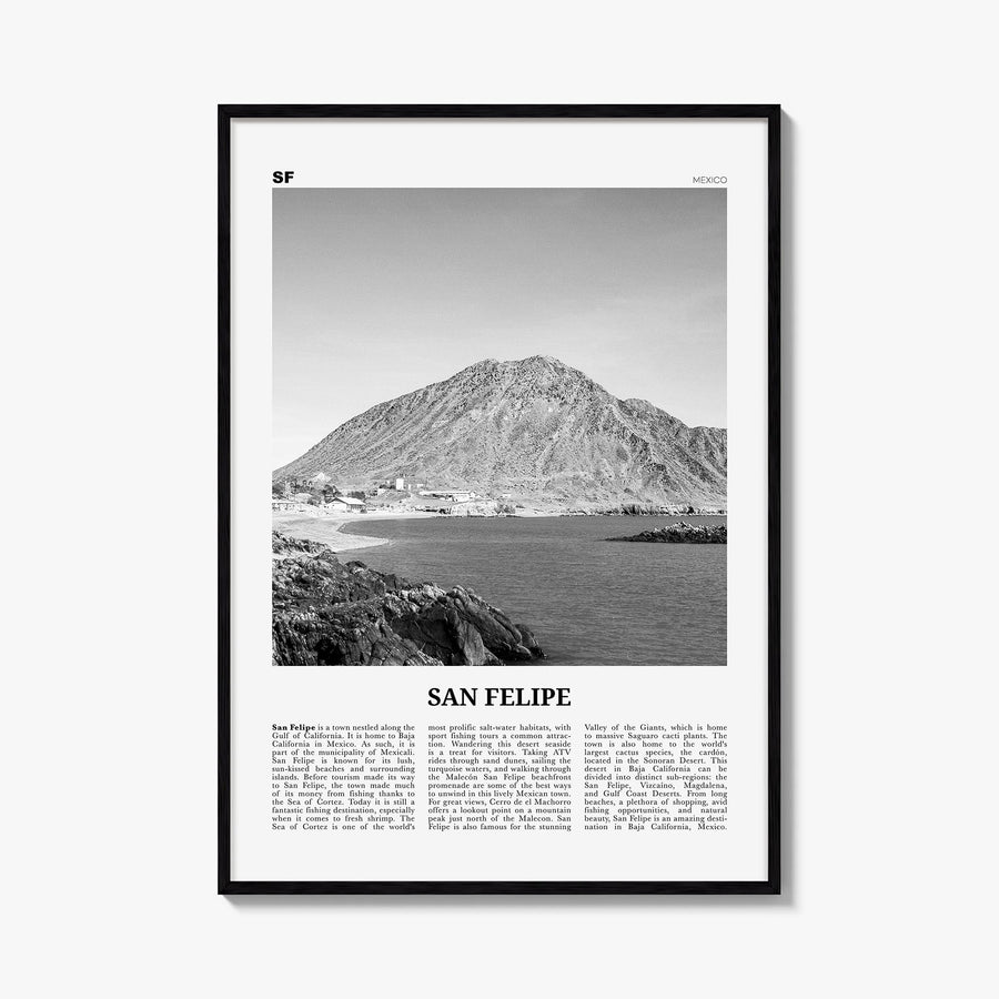 San Felipe black & white newspaper poster of Venezuela – vertical wall art, unframed print shown in interior mockup