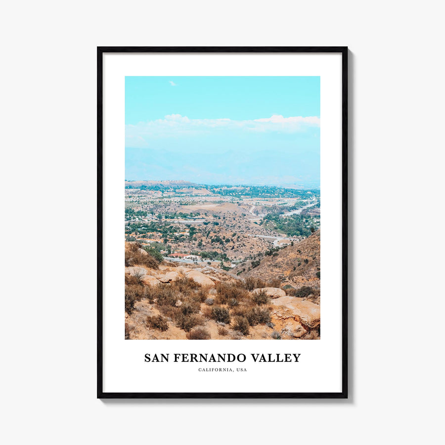San Fernando Valley no. 2 colorful classic poster of California, USA – vertical wall art, unframed print shown in interior mo