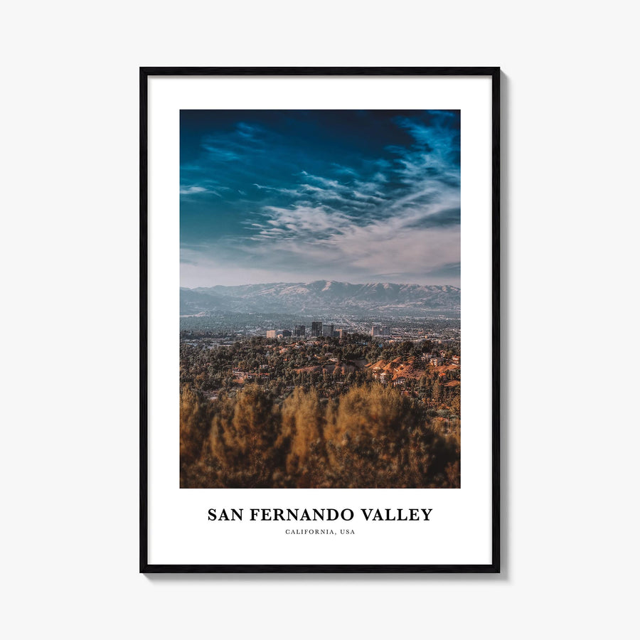 San Fernando Valley no. 3 colorful classic poster of California, USA – vertical wall art, unframed print shown in interior mo