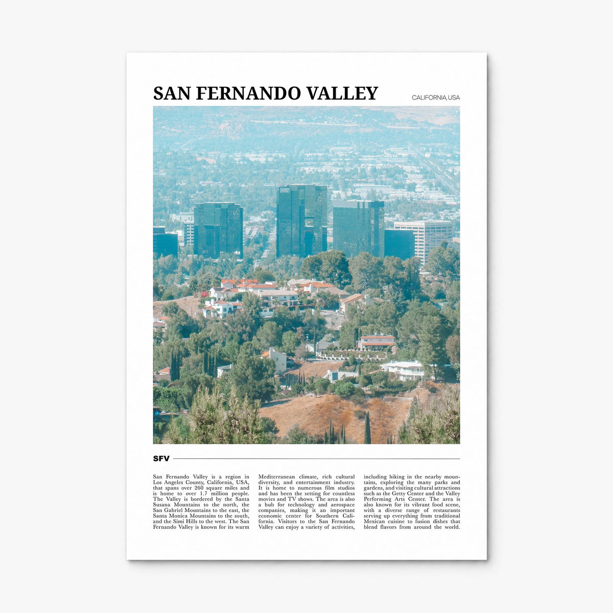 San Fernando Valley Travel No 1 Poster, print only (unframed)