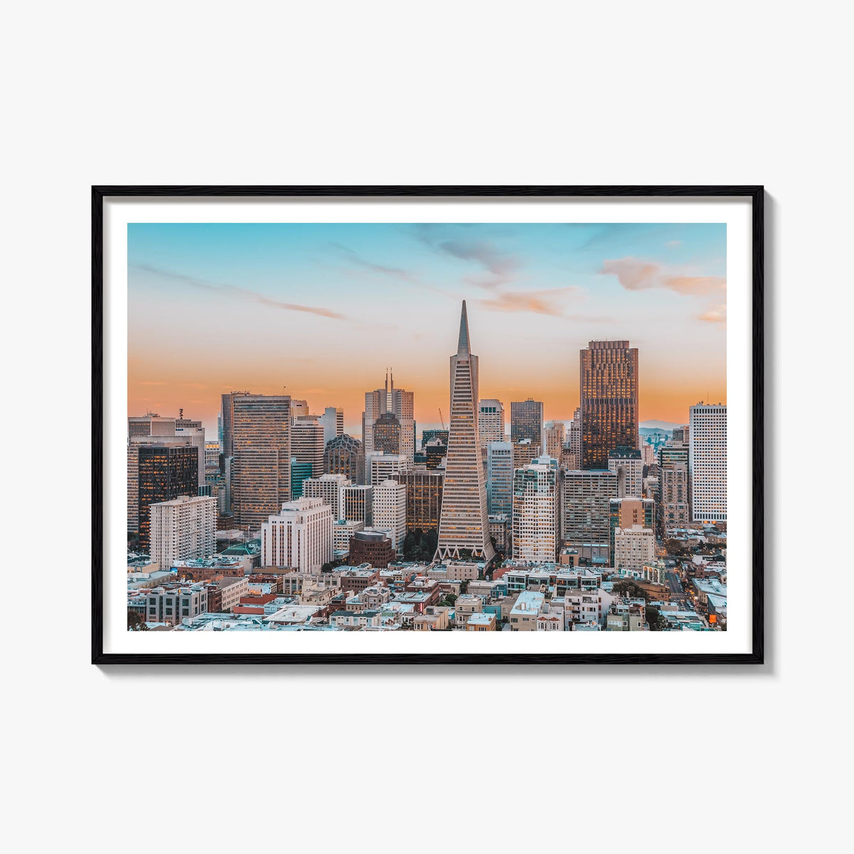 San Francisco colorful photo poster of California, USA – horizontal wall art, unframed print shown in interior mockup
