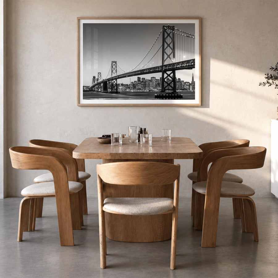 San Francisco no. 1 black & white photo poster of California, USA – horizontal wall art in natural wood frame with white bord