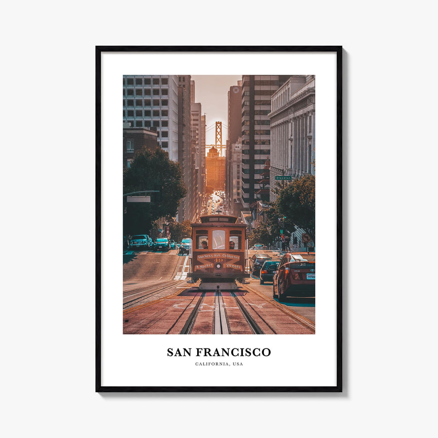 San Francisco no. 1 colorful classic poster of California, USA – vertical wall art, unframed print shown in interior mockup