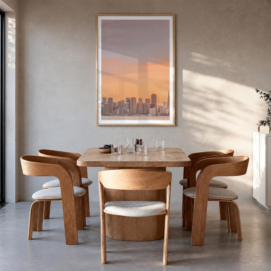 San Francisco no. 1 colorful photo poster of California, USA – vertical wall art in natural wood frame with white border, han