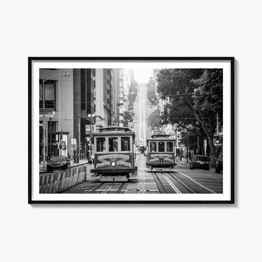 San Francisco no. 2 black & white photo poster of California, USA – horizontal wall art, unframed print shown in interior moc