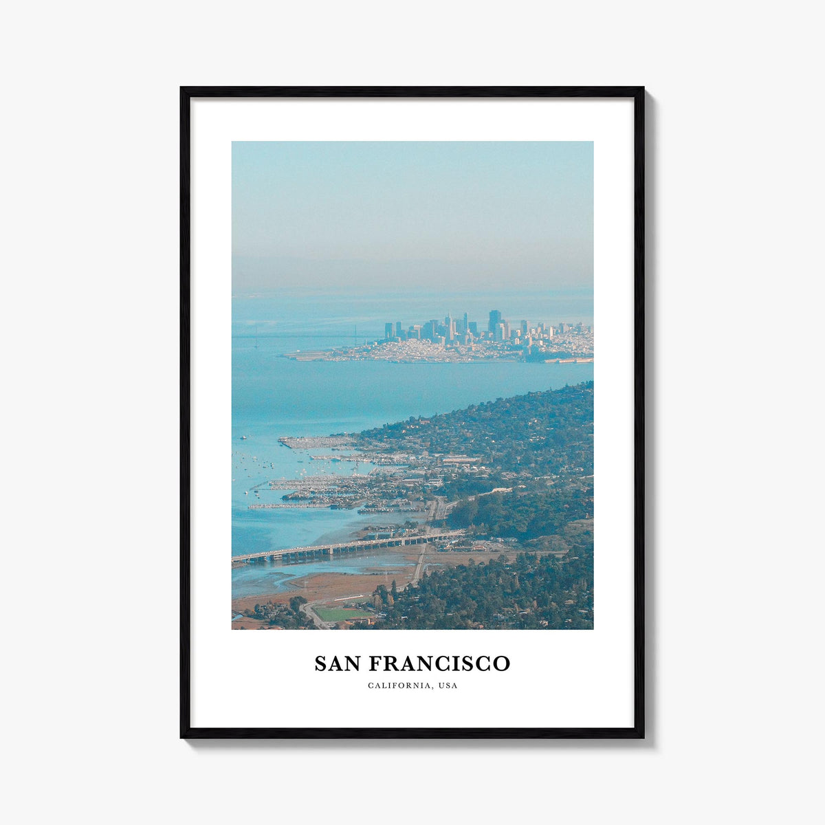 San Francisco no. 2 colorful classic poster of California, USA – vertical wall art, unframed print shown in interior mockup