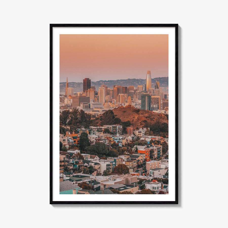 San Francisco no. 2 colorful photo poster of California, USA – vertical wall art, unframed print shown in interior mockup