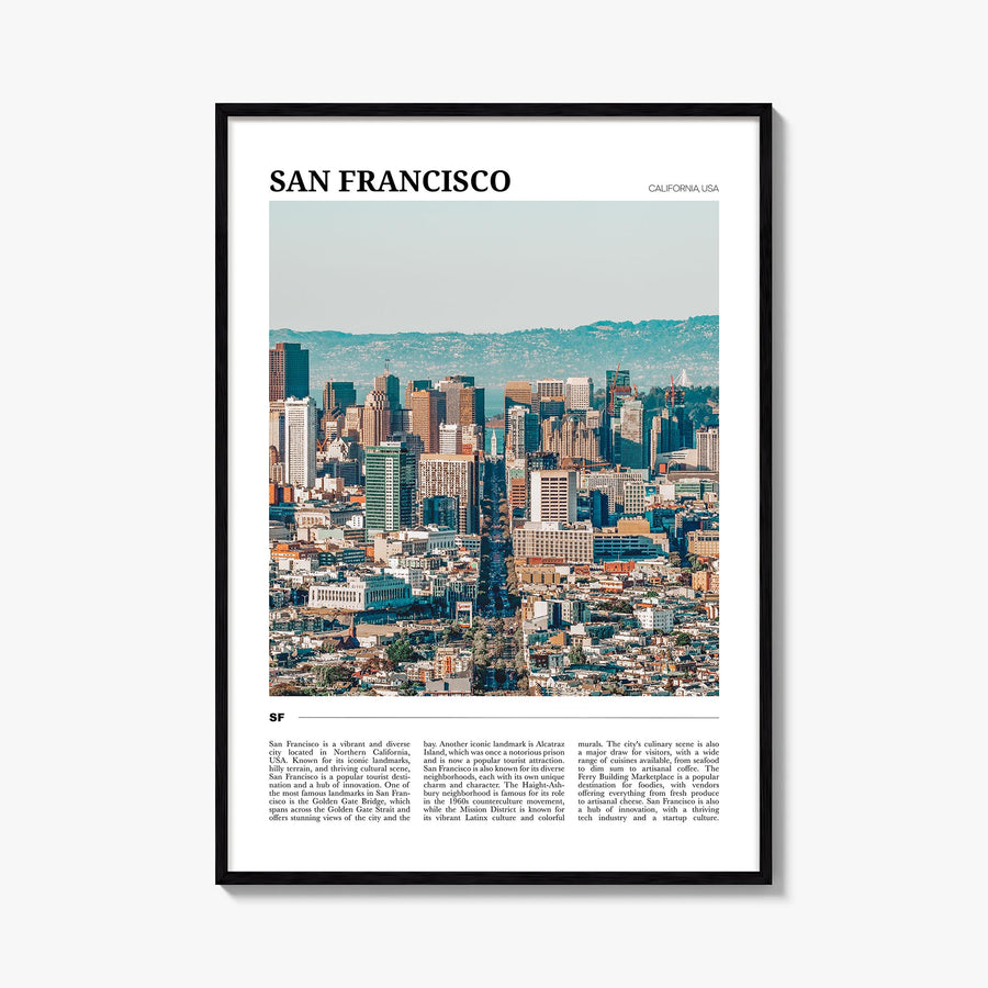San Francisco no. 2 colorful travel poster of California, USA – vertical wall art, unframed print shown in interior mockup