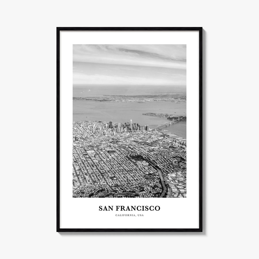 San Francisco no. 3 black & white classic poster of California, USA – vertical wall art, unframed print shown in interior moc