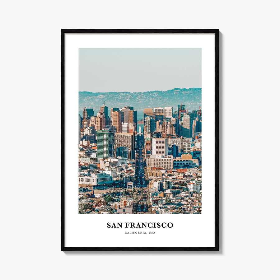 San Francisco no. 3 colorful classic poster of California, USA – vertical wall art, unframed print shown in interior mockup