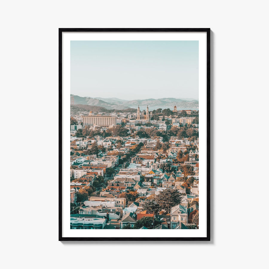 San Francisco no. 6 colorful photo poster of California, USA – vertical wall art, unframed print shown in interior mockup