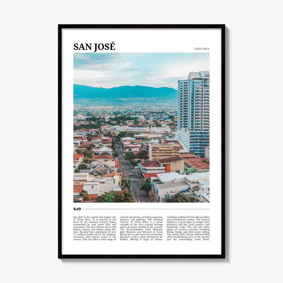 San José, Costa Rica Travel Poster, framed poster mockup