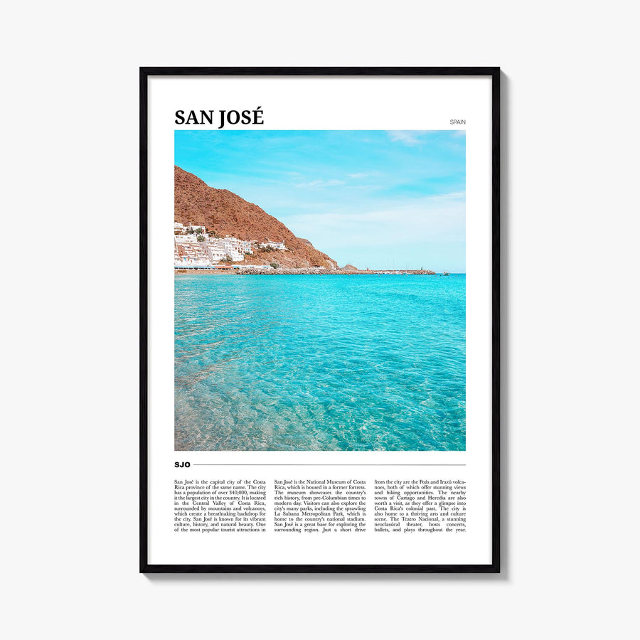 San José, Spain colorful travel poster of Spain – vertical wall art, unframed print shown in interior mockup