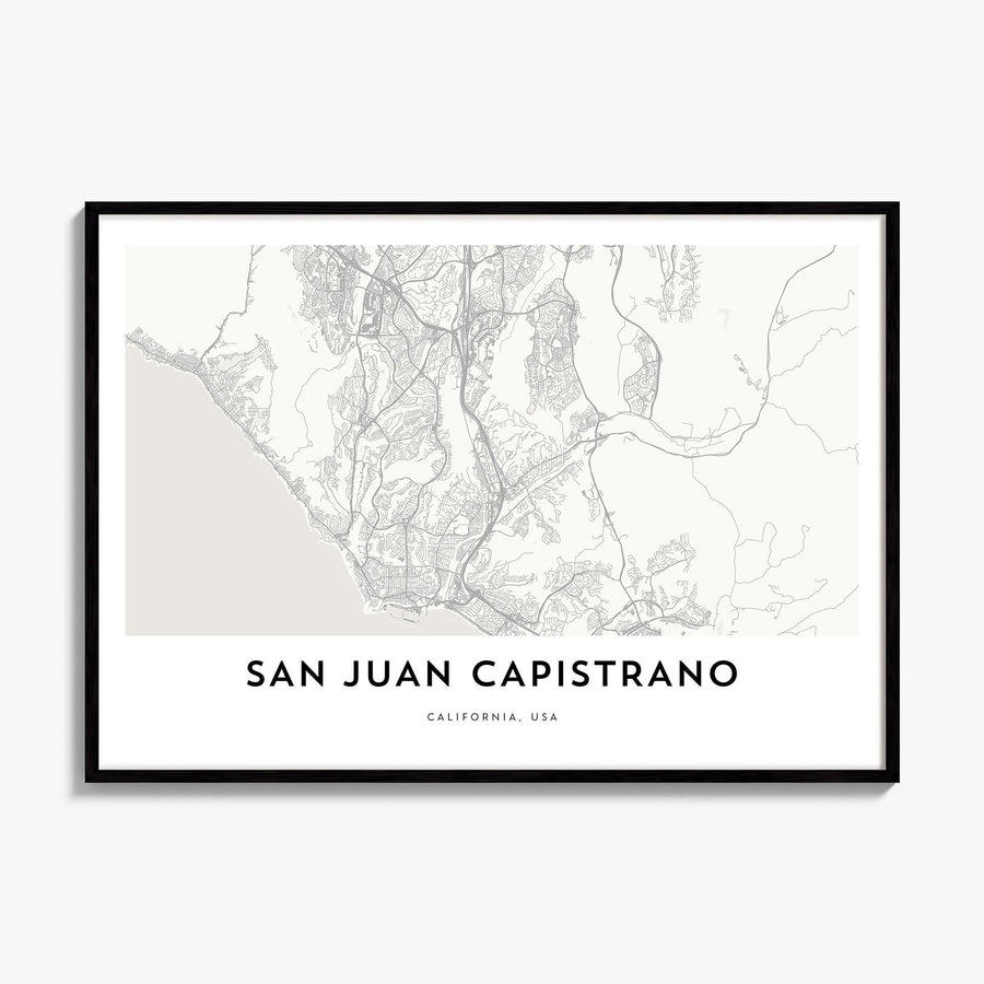 San Juan Capistrano Map Poster, framed poster mockup