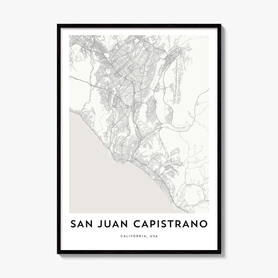 San Juan Capistrano Map Poster, framed poster mockup