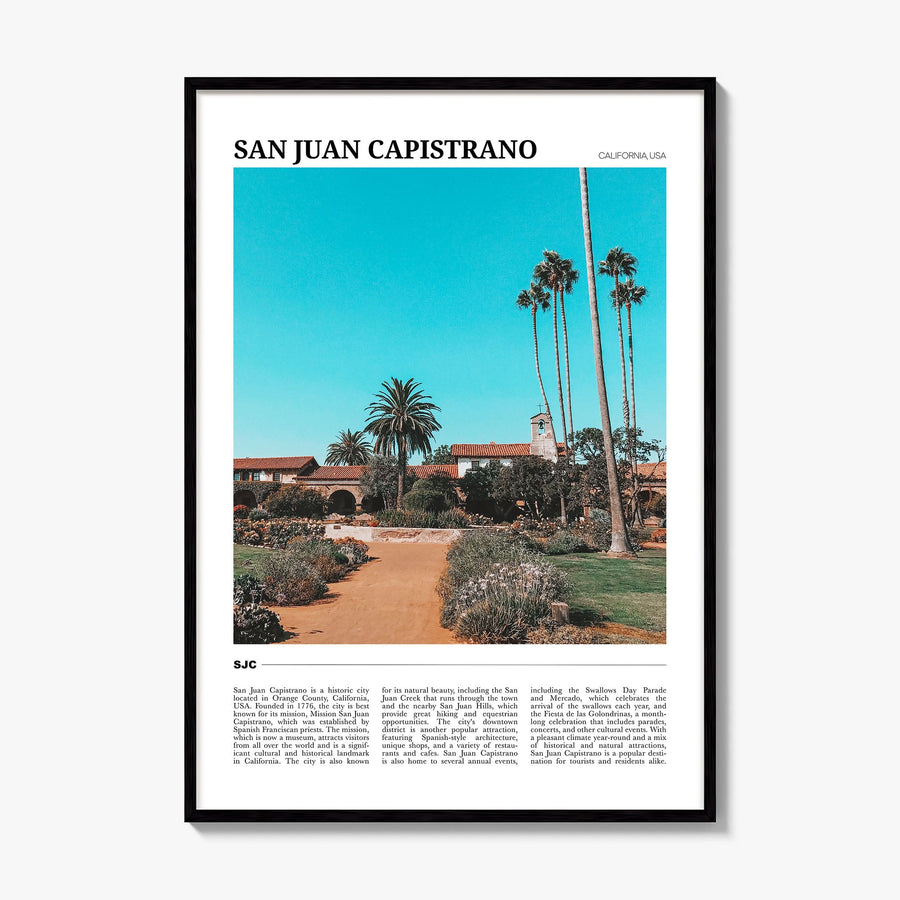 San Juan Capistrano Travel Poster, framed poster mockup