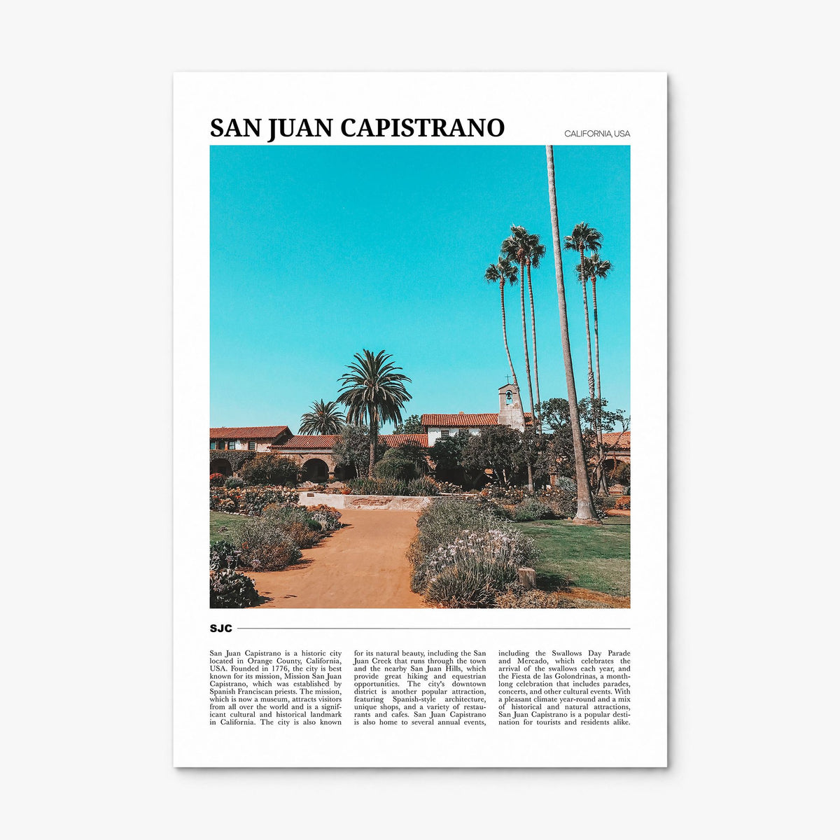 San Juan Capistrano Travel Poster, print only (unframed)