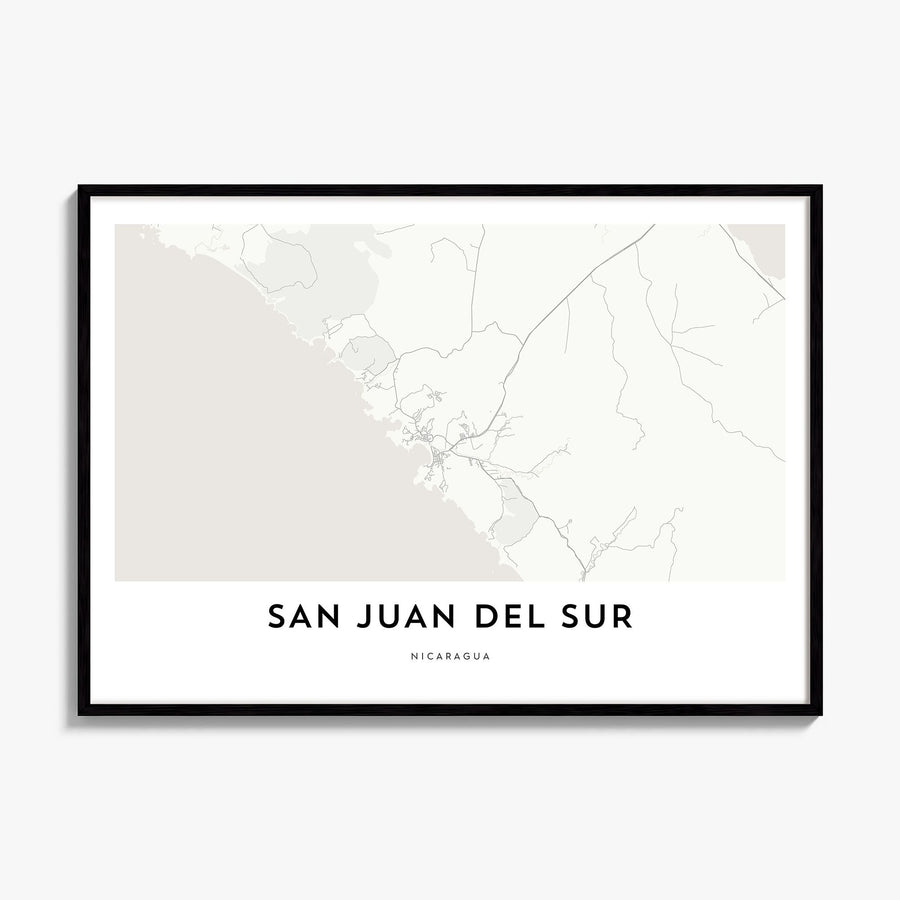 San Juan del Sur Map Poster, framed poster mockup