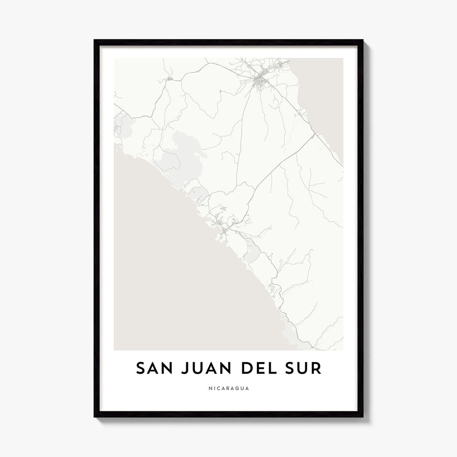 San Juan del Sur Map Poster, framed poster mockup