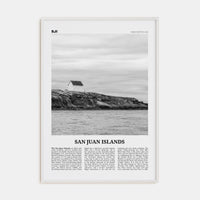 San Juan Islands Poster White Wood / 8x12 in Nbourhood Travel B&W Poster