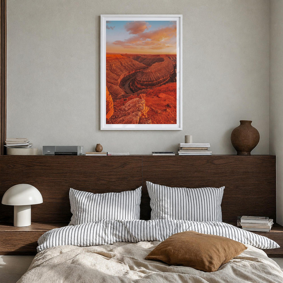 San Juan no. 3 colorful photo poster of Puerto Rico – vertical wall art in white wood frame with white border, hanging on wal