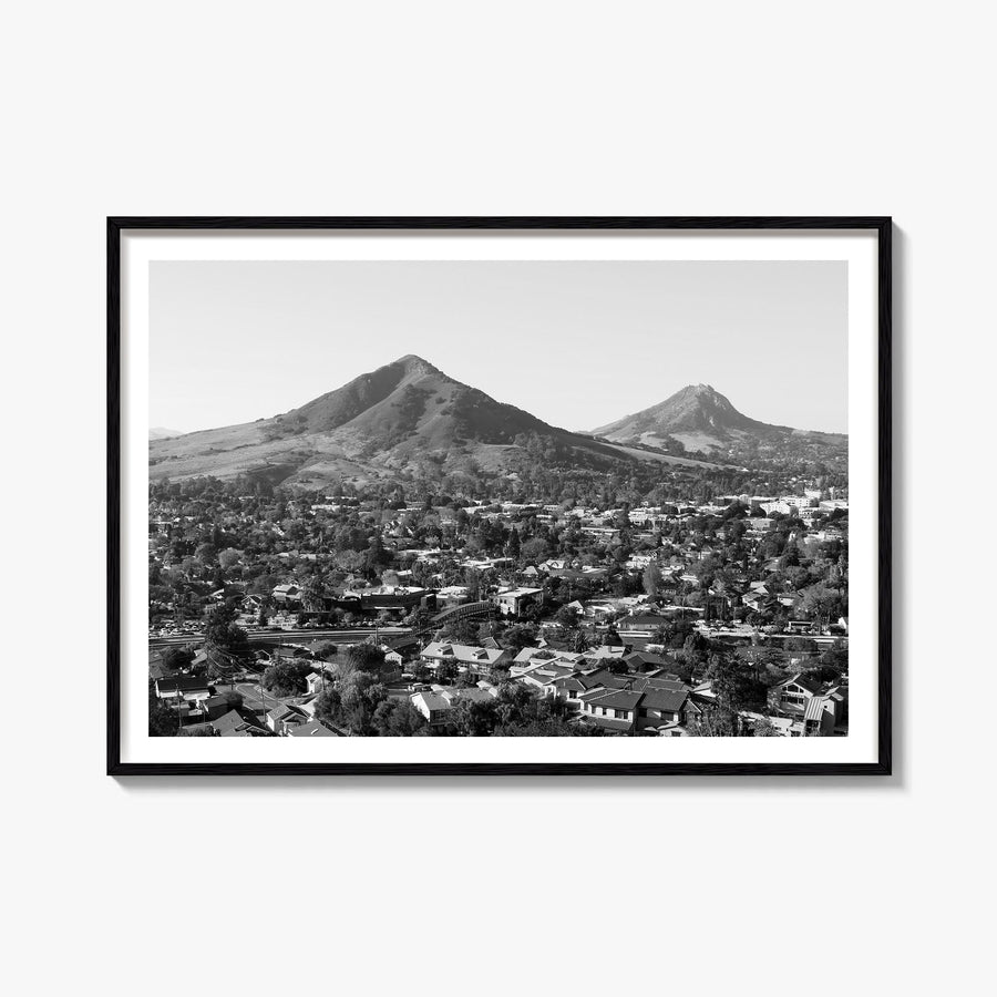San Luis Obispo black & white photo poster of California, USA – horizontal wall art, unframed print shown in interior mockup