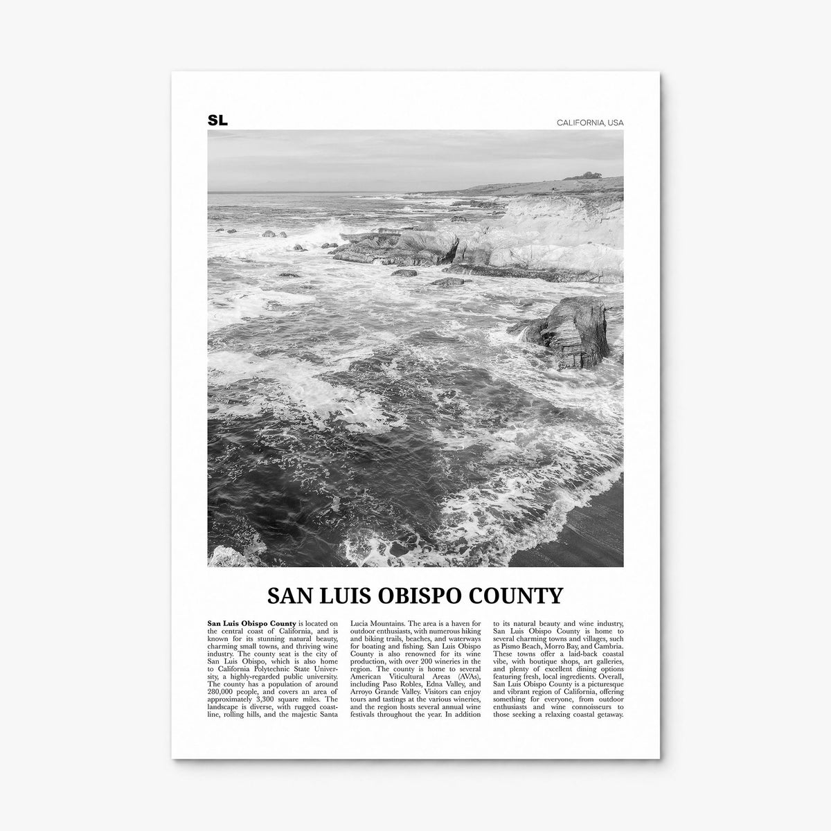 San Luis Obispo County Newspaper Poster, print only (unframed)