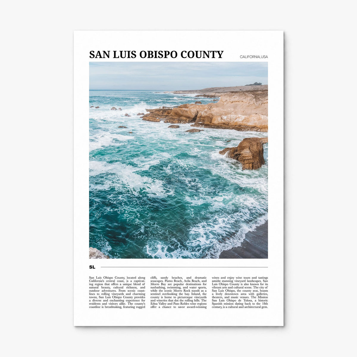San Luis Obispo County Travel Poster, print only (unframed)