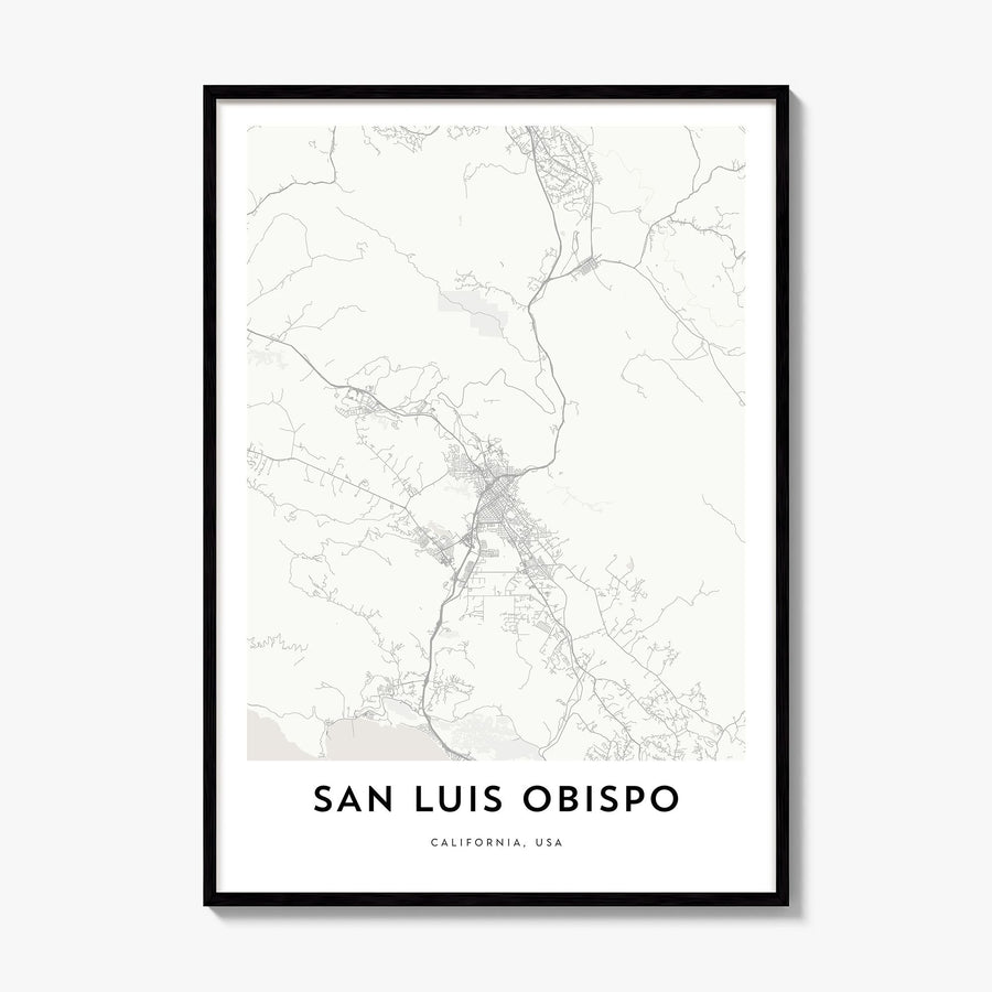 San Luis Obispo Map Poster, framed poster mockup