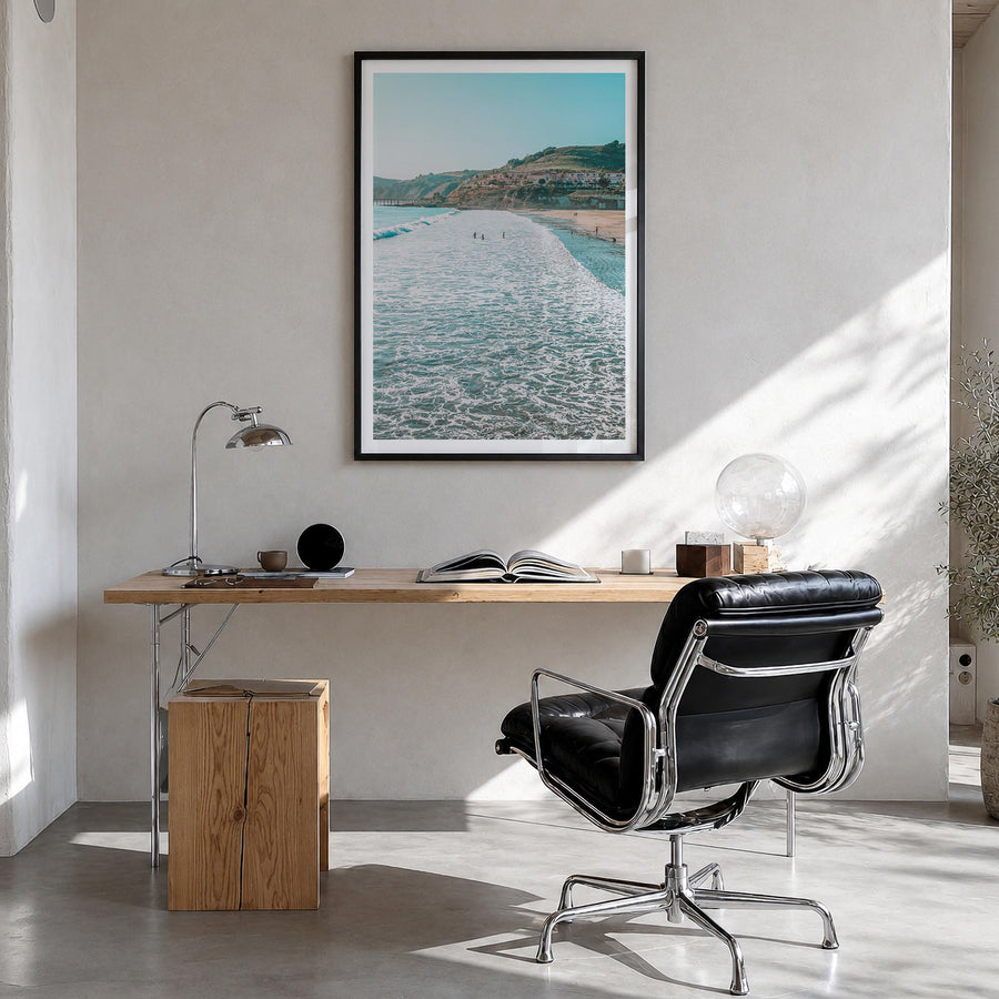 San Luis Obispo no. 1 colorful photo poster of California, USA – vertical wall art in black wood frame with white border, han