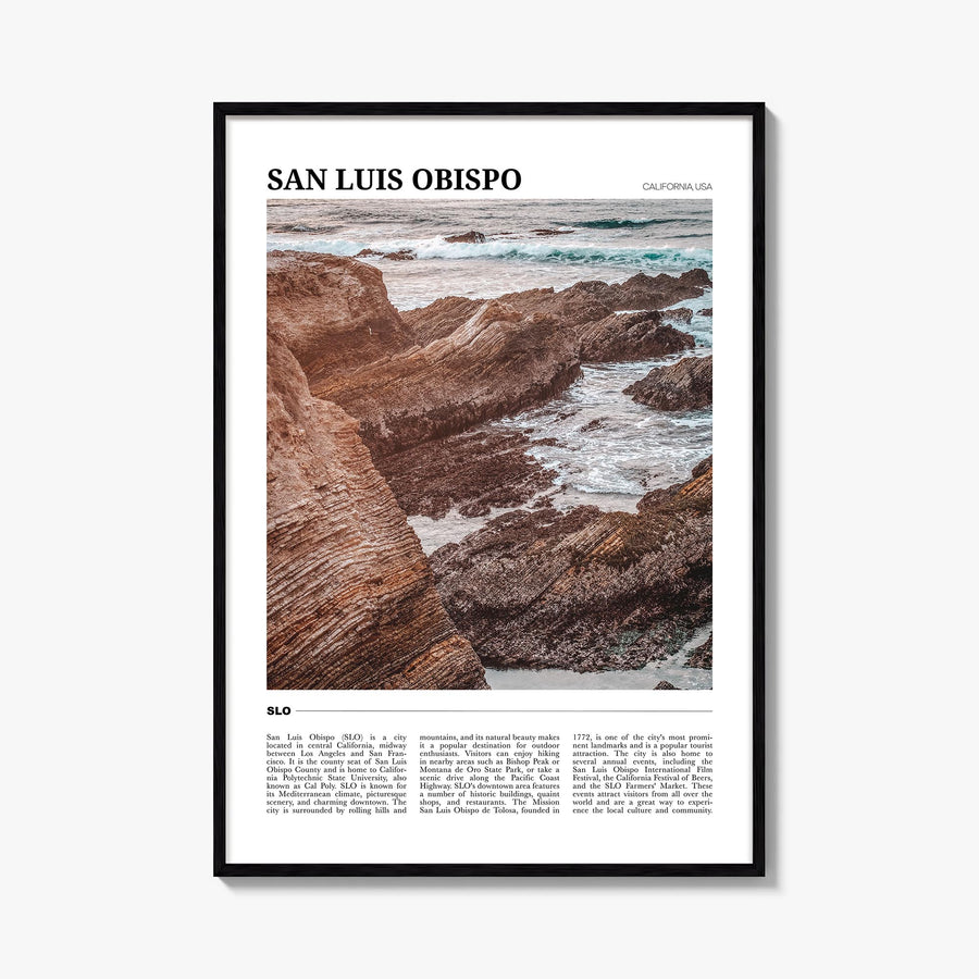 San Luis Obispo no. 1 colorful travel poster of California, USA – vertical wall art, unframed print shown in interior mockup