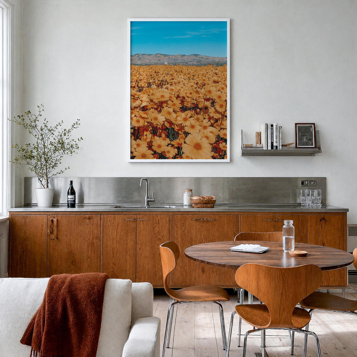 San Luis Obispo no. 2 colorful photo poster of California, USA – vertical wall art in white wood frame, hanging on wall