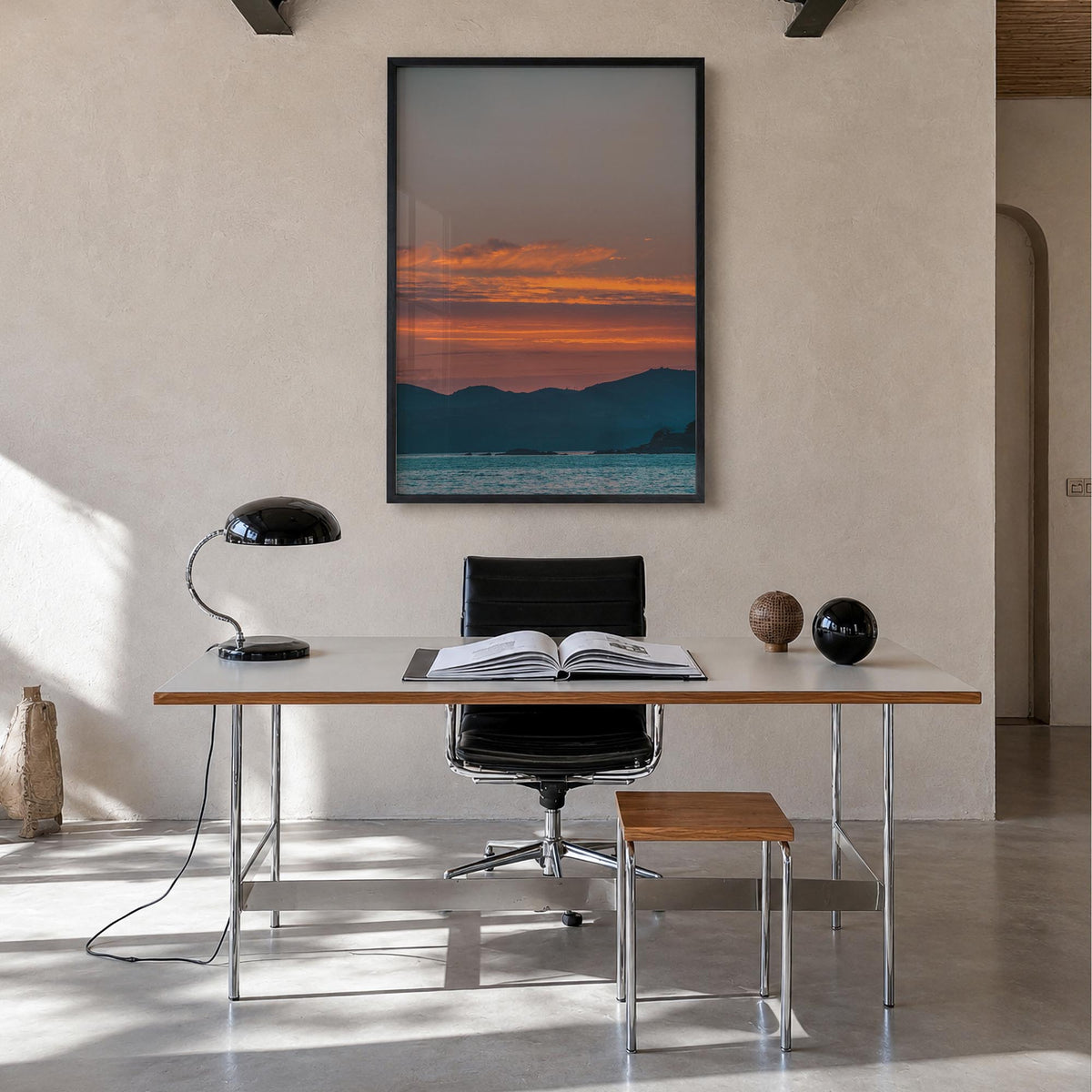 San Luis Obispo no. 3 colorful photo poster of California, USA – vertical wall art in black wood frame, hanging on wall