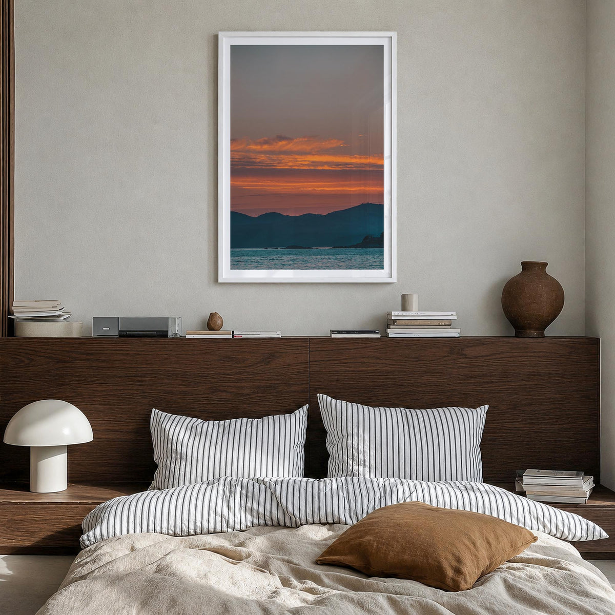 San Luis Obispo no. 3 colorful photo poster of California, USA – vertical wall art in white wood frame with white border, han