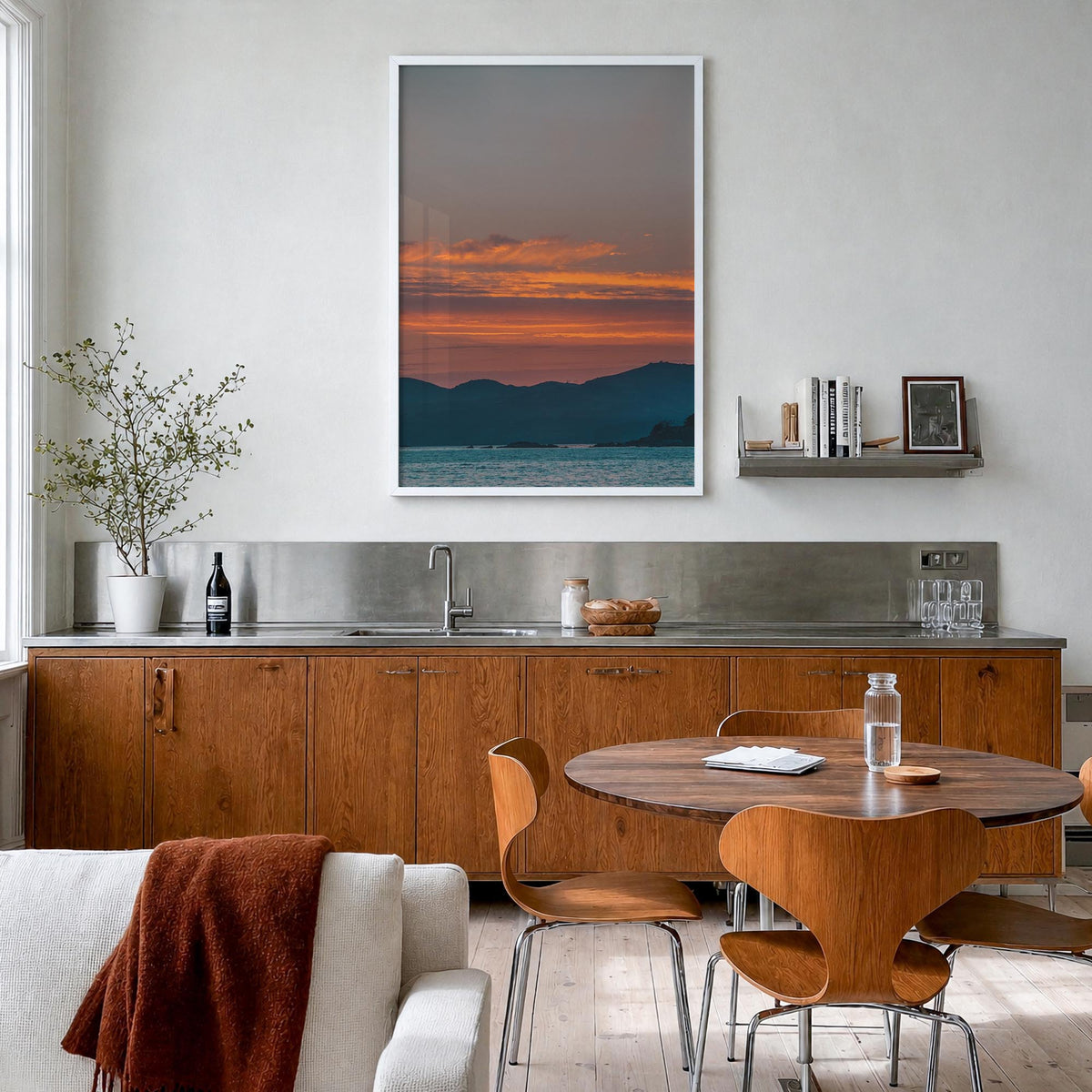 San Luis Obispo no. 3 colorful photo poster of California, USA – vertical wall art in white wood frame, hanging on wall