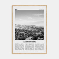 San Luis Obispo Poster Natural Wood / 8x12 in Nbourhood Travel B&W Poster