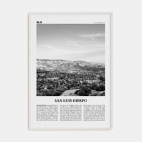 San Luis Obispo Poster White Wood / 8x12 in Nbourhood Travel B&W Poster