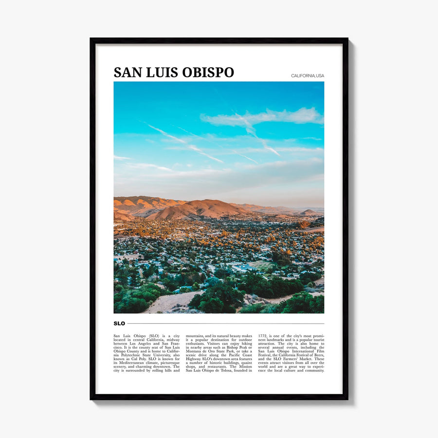San Luis Obispo Travel No 2 Poster, framed poster mockup