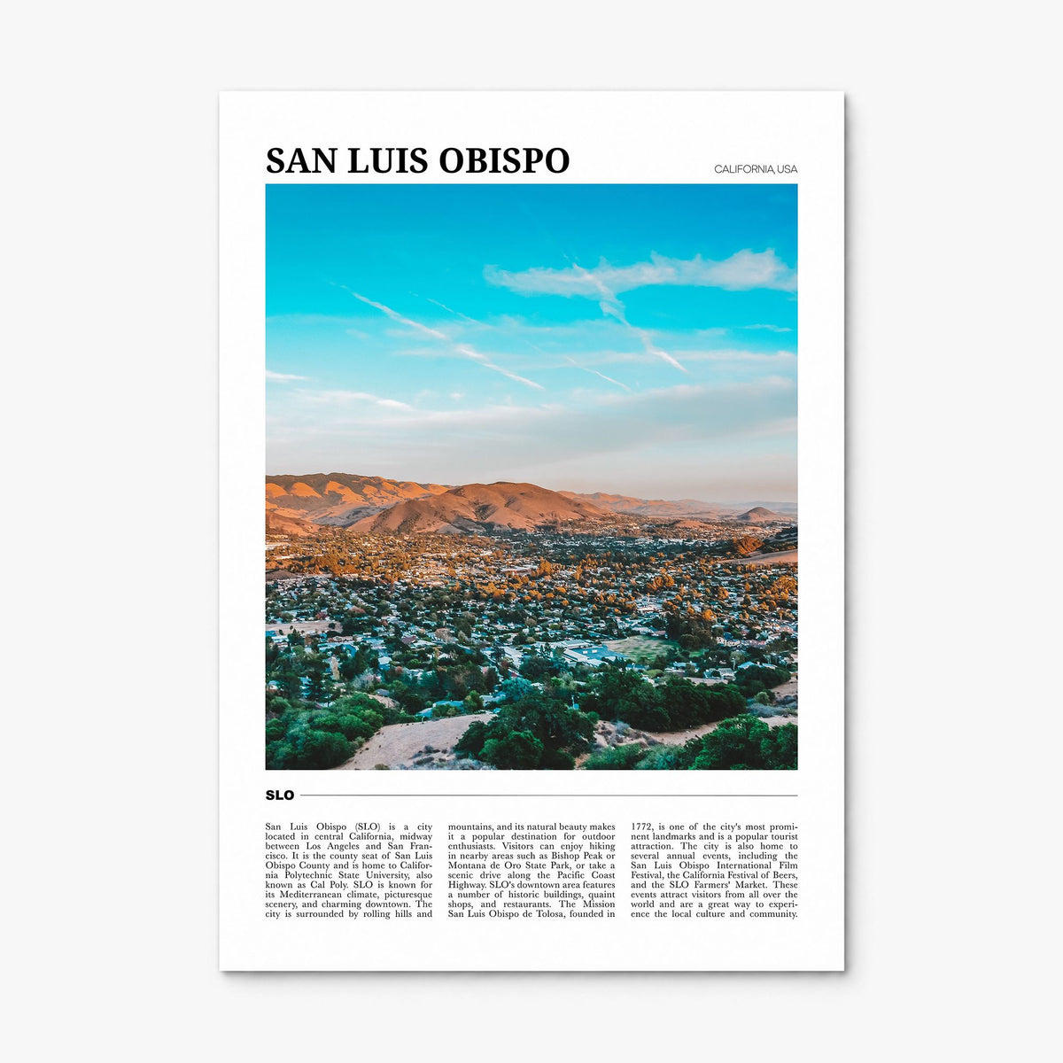 San Luis Obispo Travel No 2 Poster, print only (unframed)