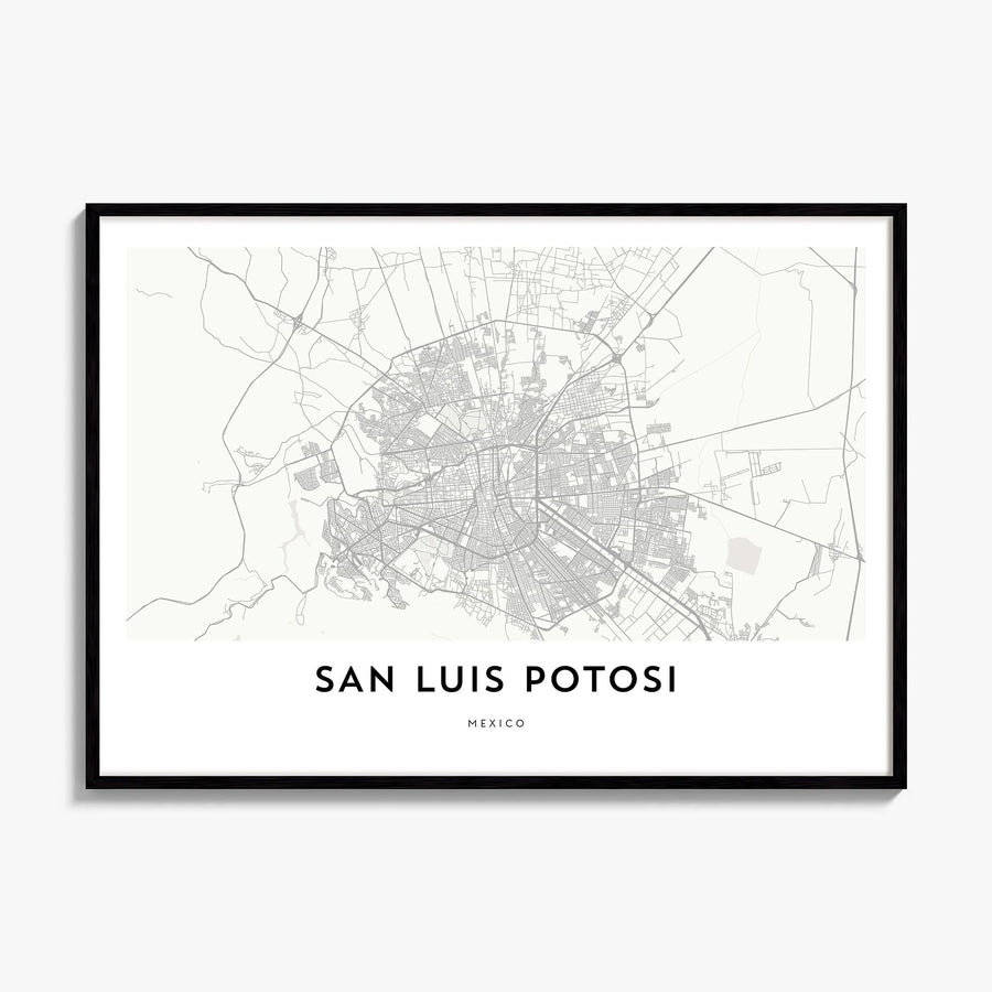 San Luis Potosí Map Poster, framed poster mockup