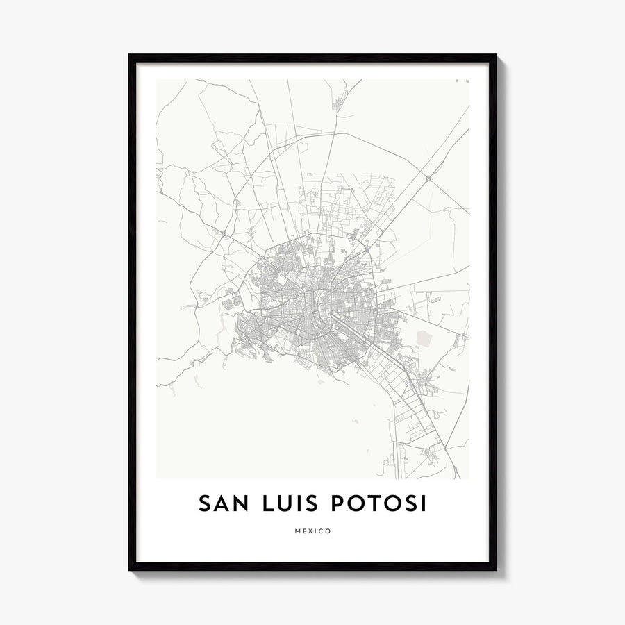 San Luis Potosí Map Poster, framed poster mockup
