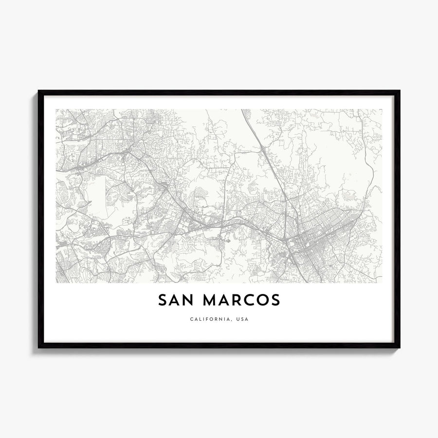 San Marcos Map Poster, framed poster mockup