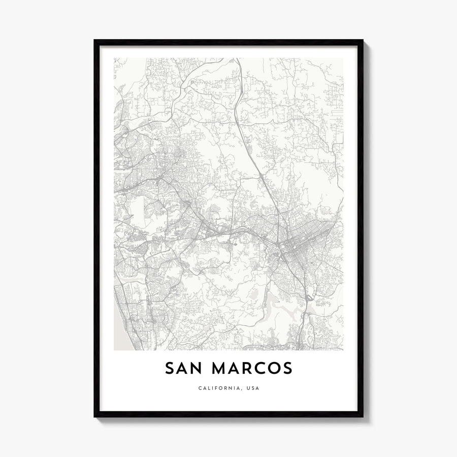 San Marcos Map Poster, framed poster mockup