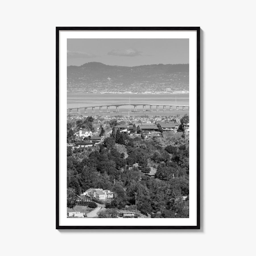 San Mateo black & white photo poster of California, USA – vertical wall art, unframed print shown in interior mockup