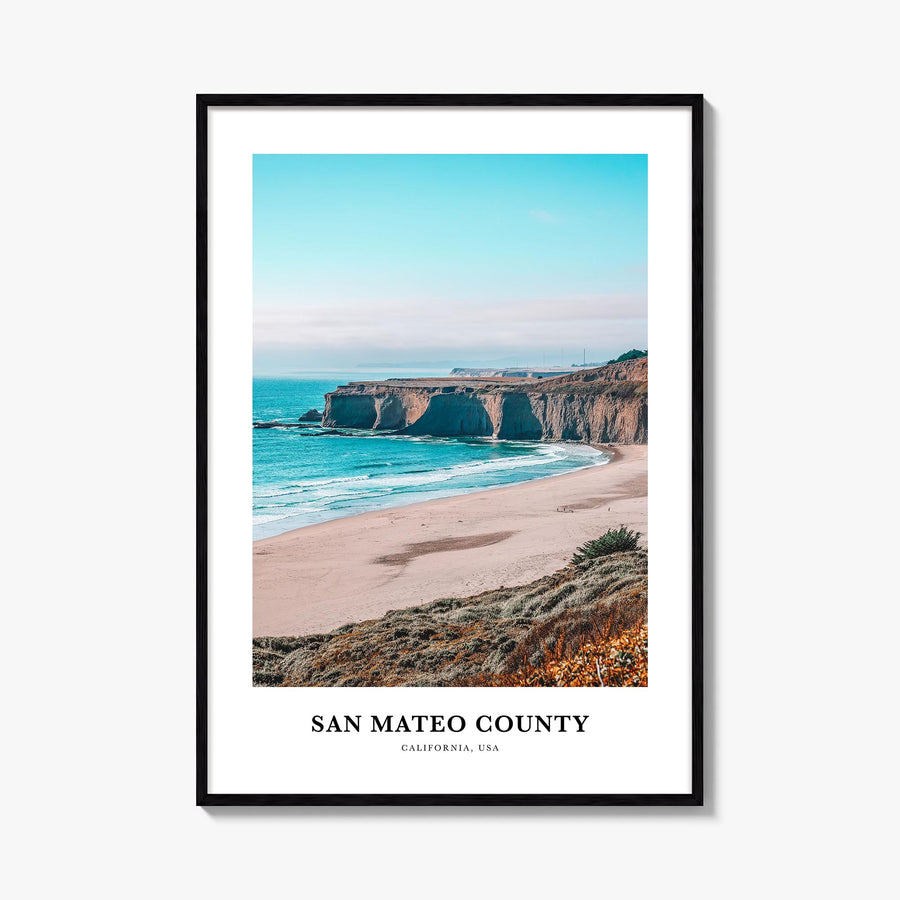 San Mateo County colorful classic poster of California, USA – vertical wall art, unframed print shown in interior mockup