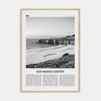 San Mateo County Poster Natural Wood / 8x12 in Nbourhood Travel B&W Poster