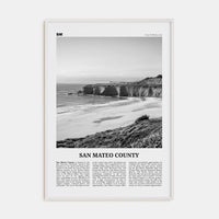 San Mateo County Poster White Wood / 8x12 in Nbourhood Travel B&W Poster